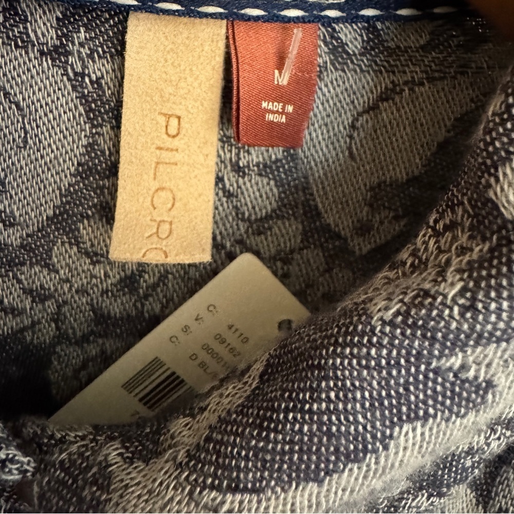 NWT Anthropologie Pilcro Floral Button Down Shirt Wool Viscose Blend Gray Size M - Picture 8 of 10